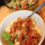 Quick pasta with eggplant and tomato